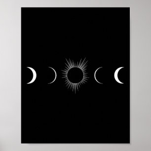 Affiche Éclipse Solaire Phases Lune Totalité