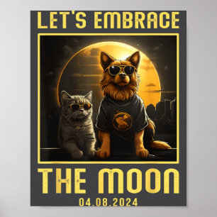 Affiche Éclipse solaire totale 2024 Embrasser la lune Drôl