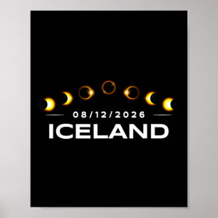 Affiche Éclipse solaire totale 2026 Islande Totalité