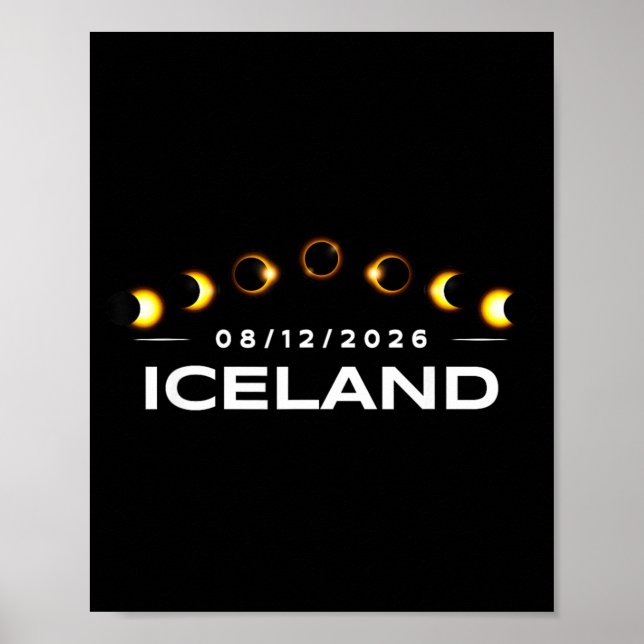 Affiche Éclipse solaire totale 2026 Islande Totalité (Devant)