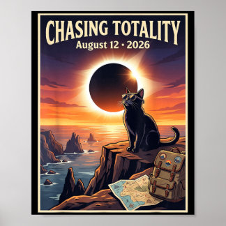 Affiche Éclipse solaire totale 2026 Islande Totalité Noir