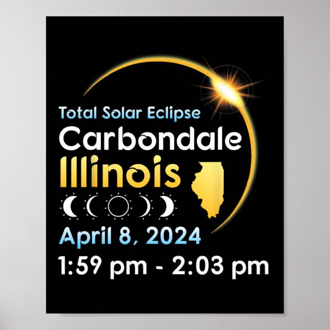 Affiche Éclipse Solaire Totale À Carbondale Illinois Sur A (Devant)