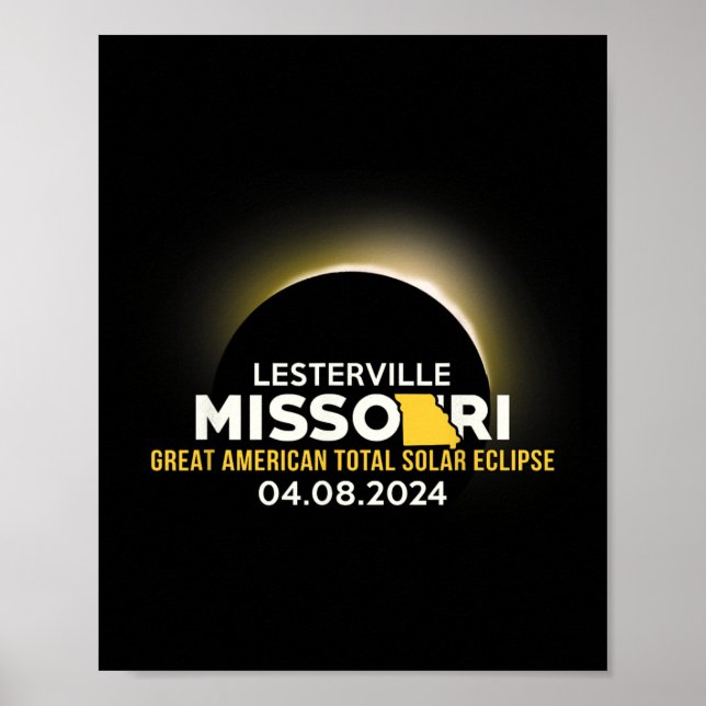 Affiche Éclipse solaire totale à Lesterville Missouri Mo 2 (Devant)