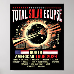 Affiche Éclipse solaire totale amusante en Amérique du Nor