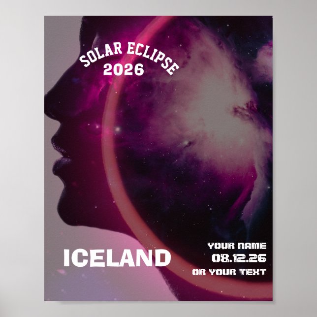 Affiche Éclipse solaire totale août 2026 texte personnalis (Devant)