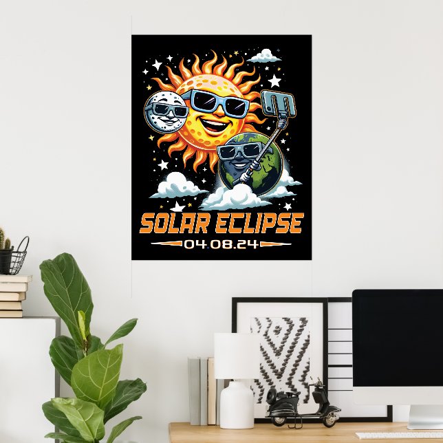 Affiche Éclipse solaire totale Avril 2024 (Bureau à domicile)