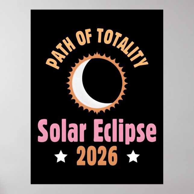 Affiche Éclipse solaire totale de 2026 zone de totalité (Devant)