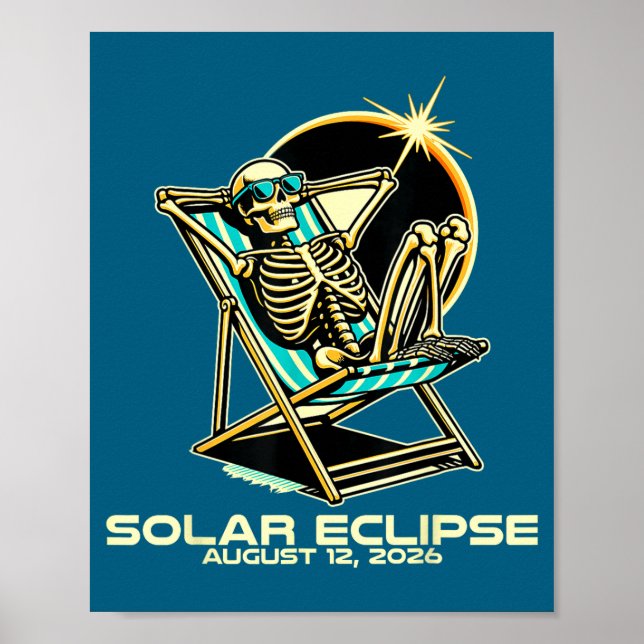 Affiche Éclipse solaire totale de squelette drôle (Devant)