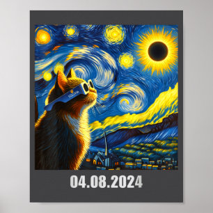 Affiche Éclipse solaire totale drôle de chat en Soluna Gle