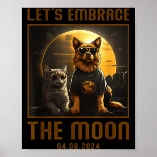 Affiche Éclipse solaire totale drôle embrasser Lune