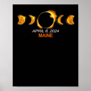 Affiche Éclipse solaire totale du Maine 8 avril 2024