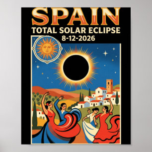 Affiche Éclipse solaire totale en Espagne 2026 12 août Ast