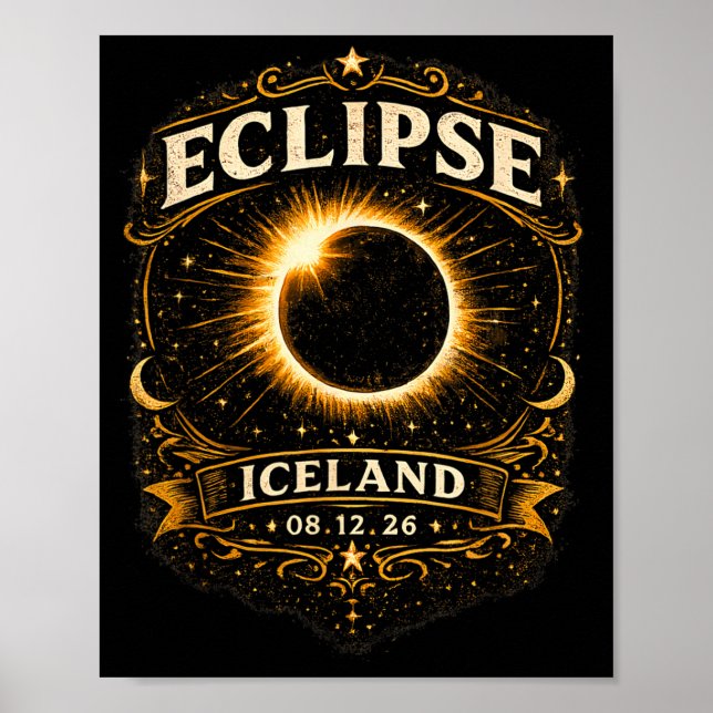 Affiche Éclipse solaire totale en Islande 2026 Éclipse cél (Devant)
