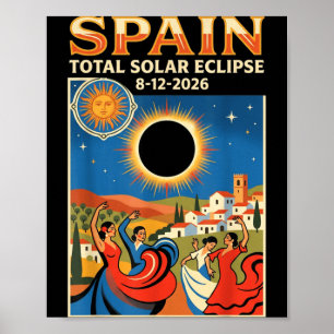 Affiche Éclipse solaire totale Espagne 2026 12 août Astron