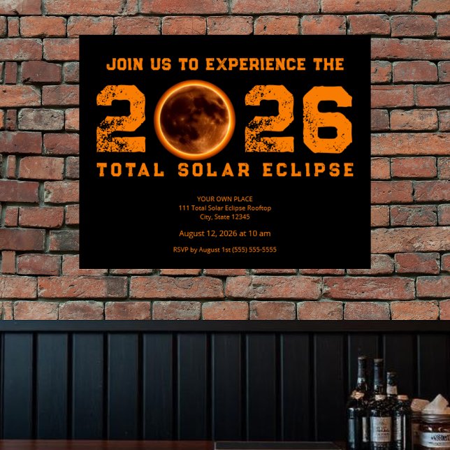 Affiche Éclipse Solaire Totale Événement 2026 (Total Solar Eclipse 2026 Event Poster )