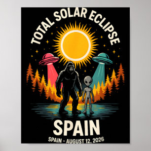 Affiche Éclipse totale de soleil en Espagne 2026 Bigfoot A