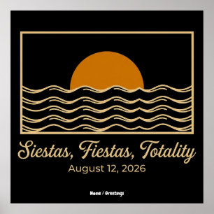 Affiche Éclipse totale de soleil Espagne 2026 Siestas Fies