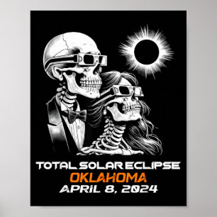 Affiche Éclipse Totale de Soleil Squelette Oklahoma Ok