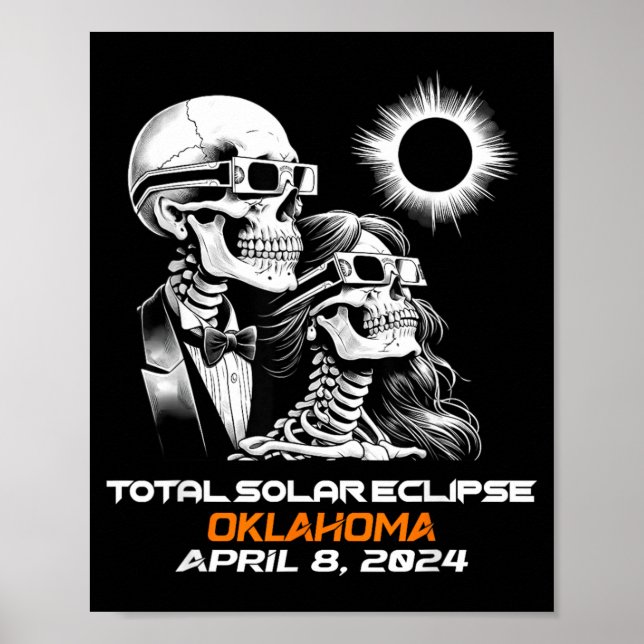 Affiche Éclipse Totale de Soleil Squelette Oklahoma Ok (Devant)
