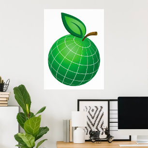 Affiche Eco Globe Fruit Green Earth Leaf Sphere