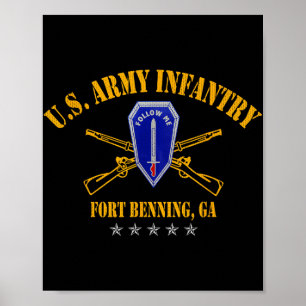 Affiche École d'infanterie Fort Benning Vétéran patriotiqu