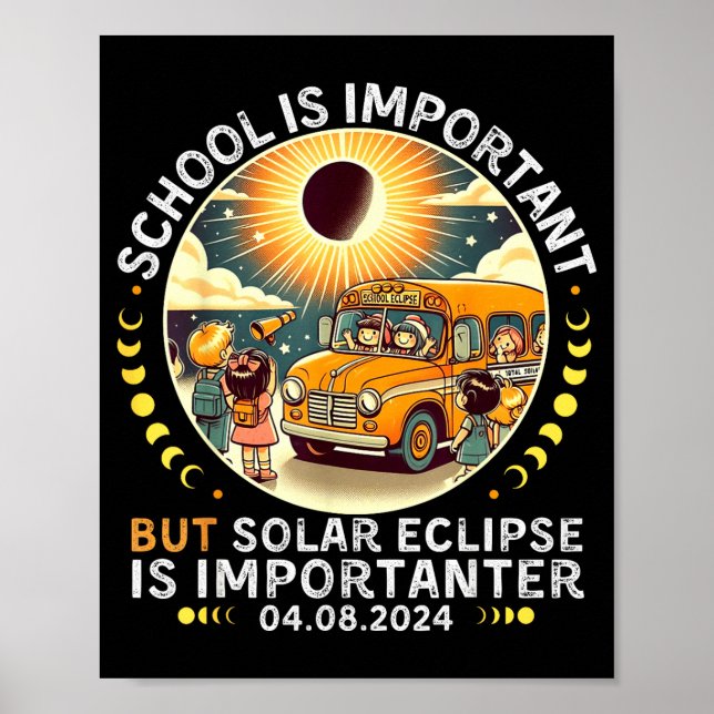 Affiche École drôle Éclipse solaire importante Importanter (Devant)