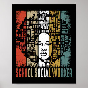 Affiche École Social Travailleur Afro Africaine Femmes Bla