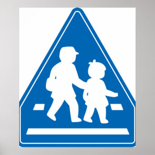 Affiche Écoliers traversant >> Panneau de signalisation ja
