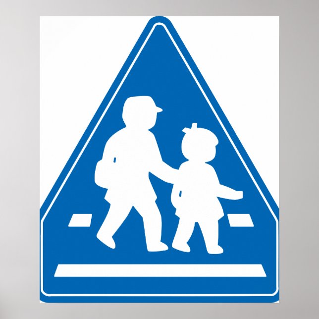Affiche Écoliers traversant >> Panneau de signalisation ja (Devant)