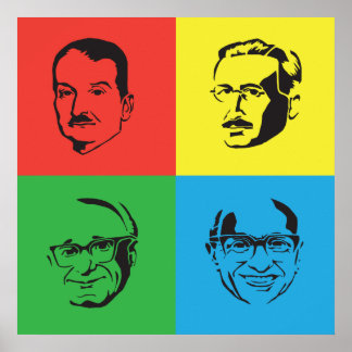 Affiche Econ Heads - Mises, Hayek, Rothbard, Friedman