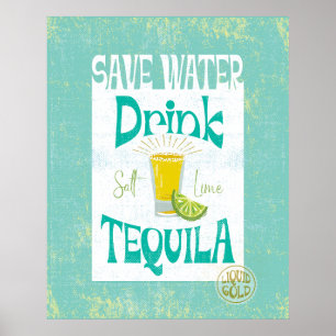Affiche Économisez de l'eau Boire Tequila Boho Cowgirl Sou