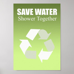 Affiche Économisez de l'eau. Douche ensemble.