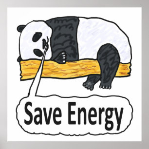 Affiche Économisez du panda énergétique