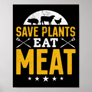 Affiche Économisez Plante Manger Viande Rbecue Viande Fume