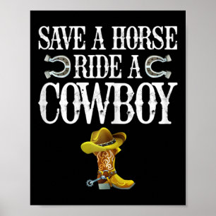 Affiche Économisez Une Promenade À Cheval Sur Un Cowboy