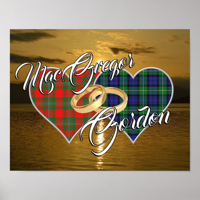 Affiche Écossais Clans Mariage Cercle Tartan Hearts (Devant)