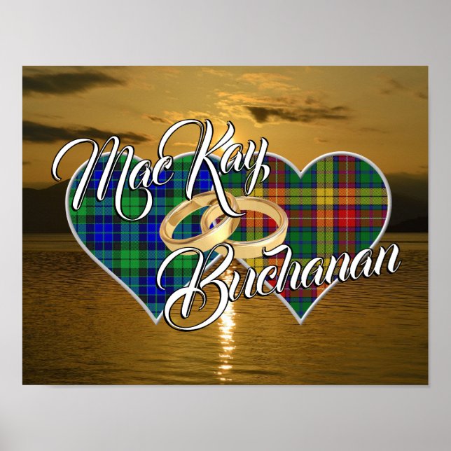 Affiche Écossais Clans Mariage Cercle Tartan Hearts (Devant)