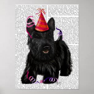Affiche Écossais Terrier et casquette de partie