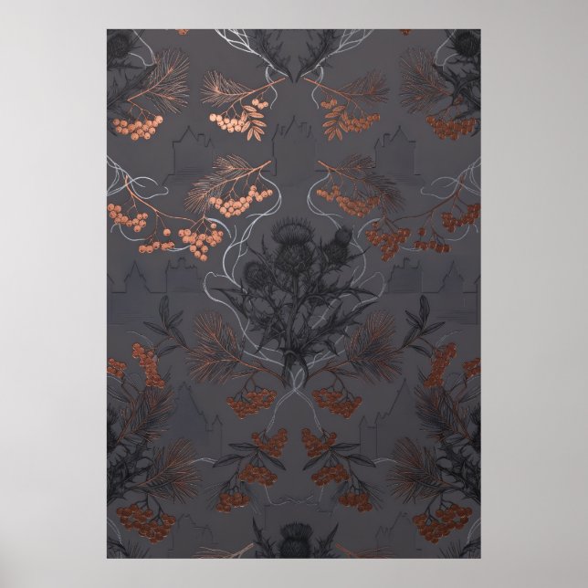 Affiche écossaise Charcoal Thistle Rowan (Devant)