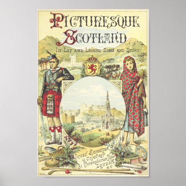 Affiche Ecosse pittoresque - Illustration Vintage (Devant)