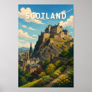 Affiche Écosse Royaume-Uni Illustration Voyage Art