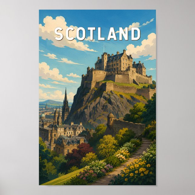 Affiche Écosse Royaume-Uni Illustration Voyage Art (Devant)