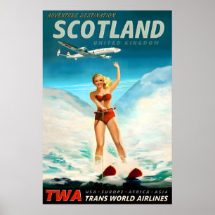 Affiche Écosse Royaume-Uni TWA Trans World Airlines