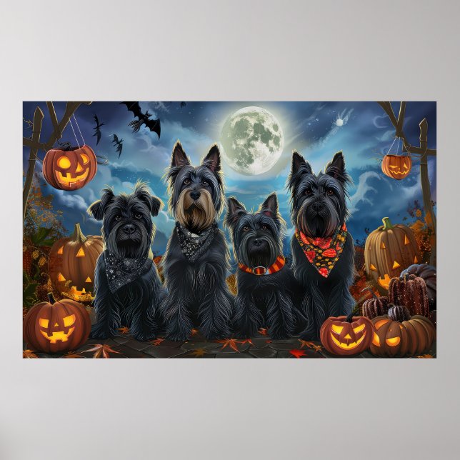 Affiche Ecosse Terrier Halloween Éffrayant (Devant)