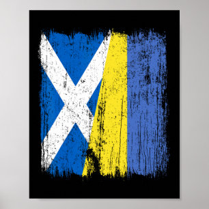 Affiche Écosse Ukraine Demi Drapeau Héritage Écossais Ukra