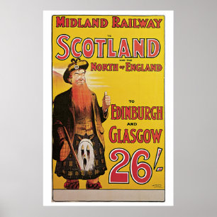 Affiche Ecosse vintage en train et
