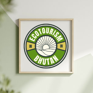 Affiche Écotourisme au Bhoutan Himalaya Logo de voyage len