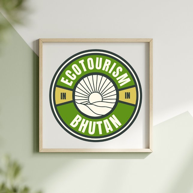 Affiche Écotourisme au Bhoutan Himalaya Logo de voyage len (Créateur téléchargé)
