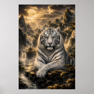 Affiche Écouter la cascade Fantaisie du tigre blanc A