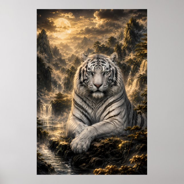 Affiche Écouter la cascade | Fantaisie du tigre blanc A (Devant)